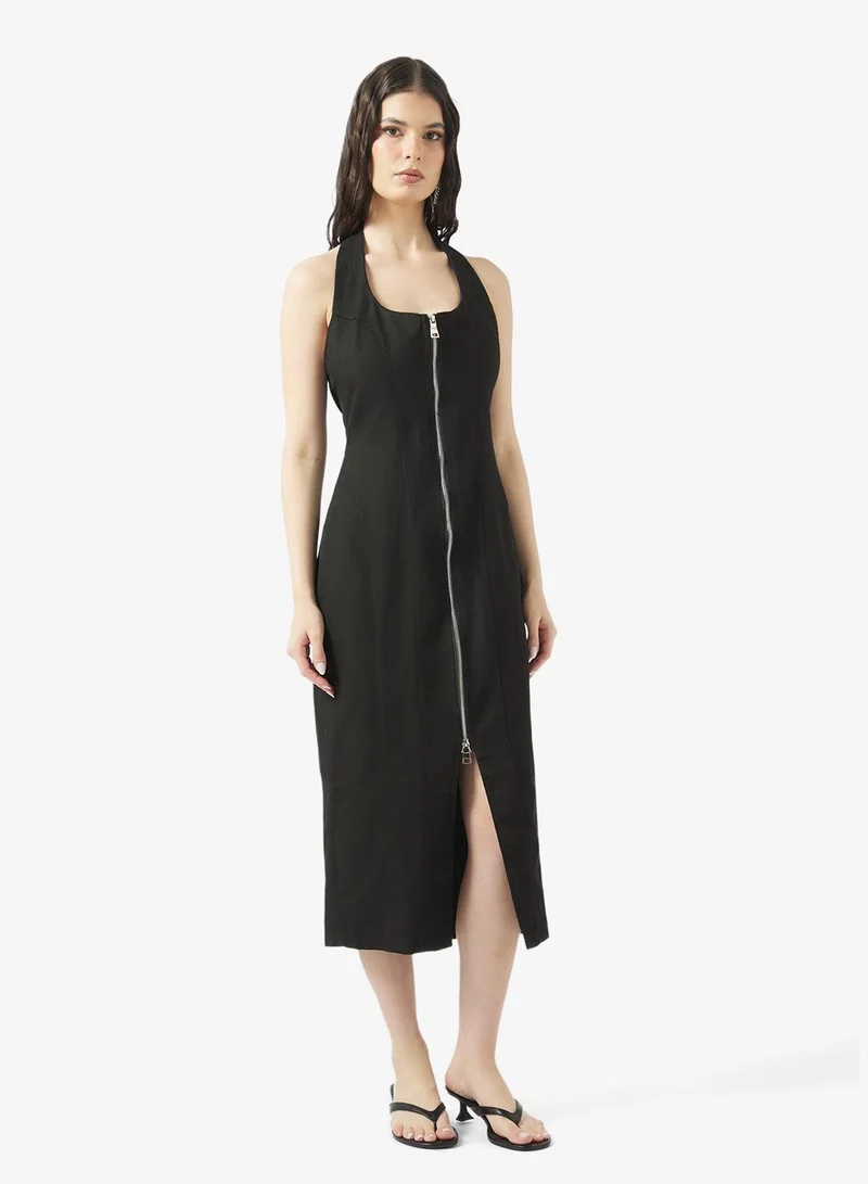 Ginger Halter Neck Zip Up Dress