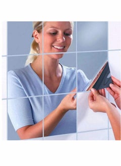 نيبمينينت 16 Pcs Acrylic Mirror Tiles Sheet Adhesive Wall Flexible Self Non Glass for Bathroom, Bedroom Dresser Kitchen  - Image 1