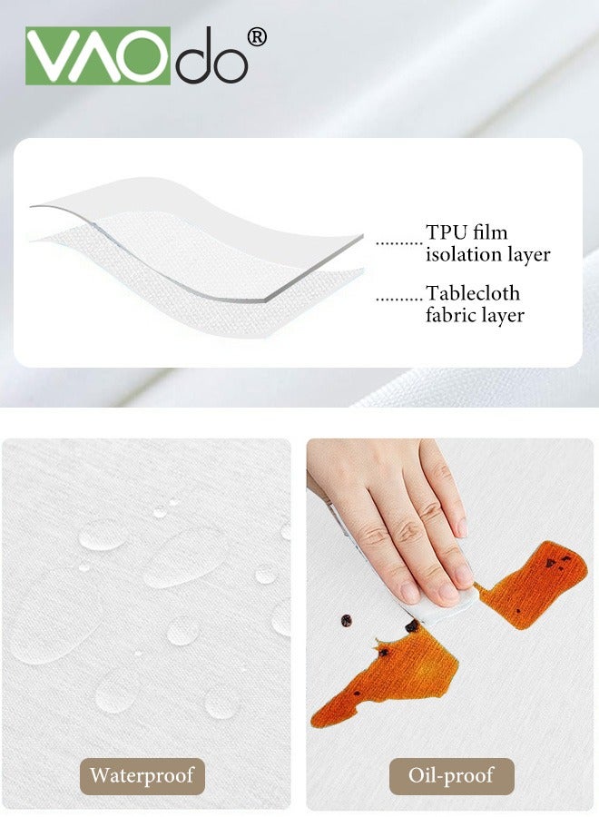 فاو دو مفرش طاولة دائري مع حواف، مفارش طاولة مقاومة للبقع وقابلة للغسل، أغطية طاولة من البوليستر مقاومة للتجاعيد للمطبخ وتناول الطعام وحفلات الزفاف في الأماكن المغلقة والمفتوحة 140 سم - Image 4