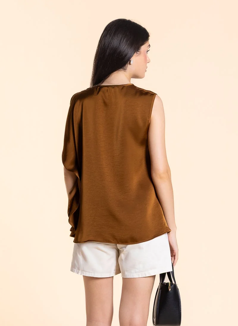 شايبس بلوزة ساتان مفصلة بكسرات