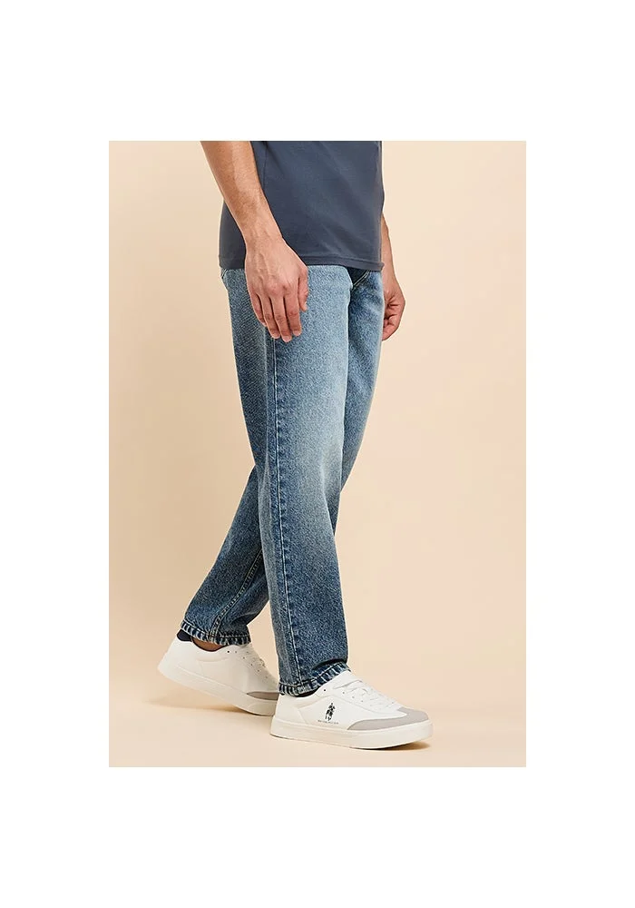 R&b  Washed Relaxed Fit Jeans with Button Closure for Men | Best Price UAE