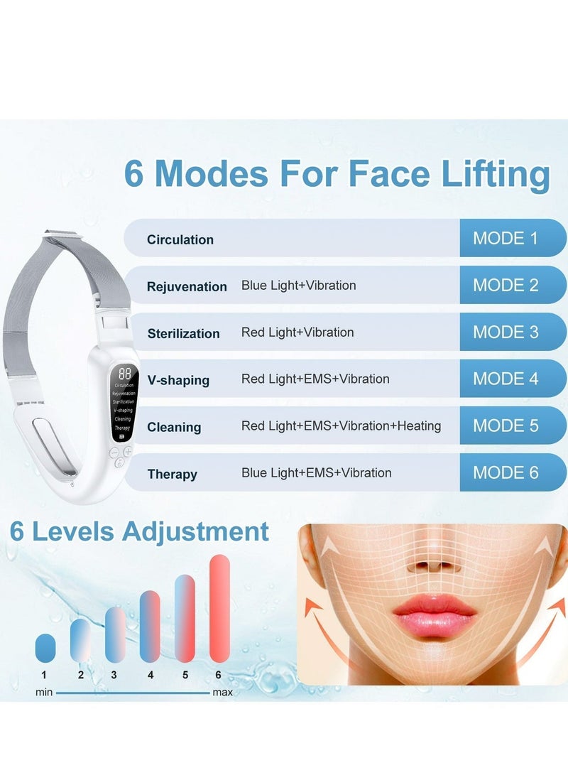 Electric V-Shape Face Massager EMS Microcurrent Vibration Lift Firming Device, Double Chin Reducer Slimming Machine V Face Massager with 6 Modes & 15 Levels - Image 4