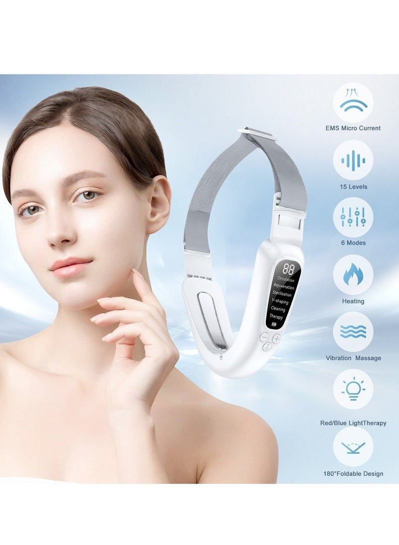 Electric V-Shape Face Massager EMS Microcurrent Vibration Lift Firming Device, Double Chin Reducer Slimming Machine V Face Massager with 6 Modes & 15 Levels - Image 3