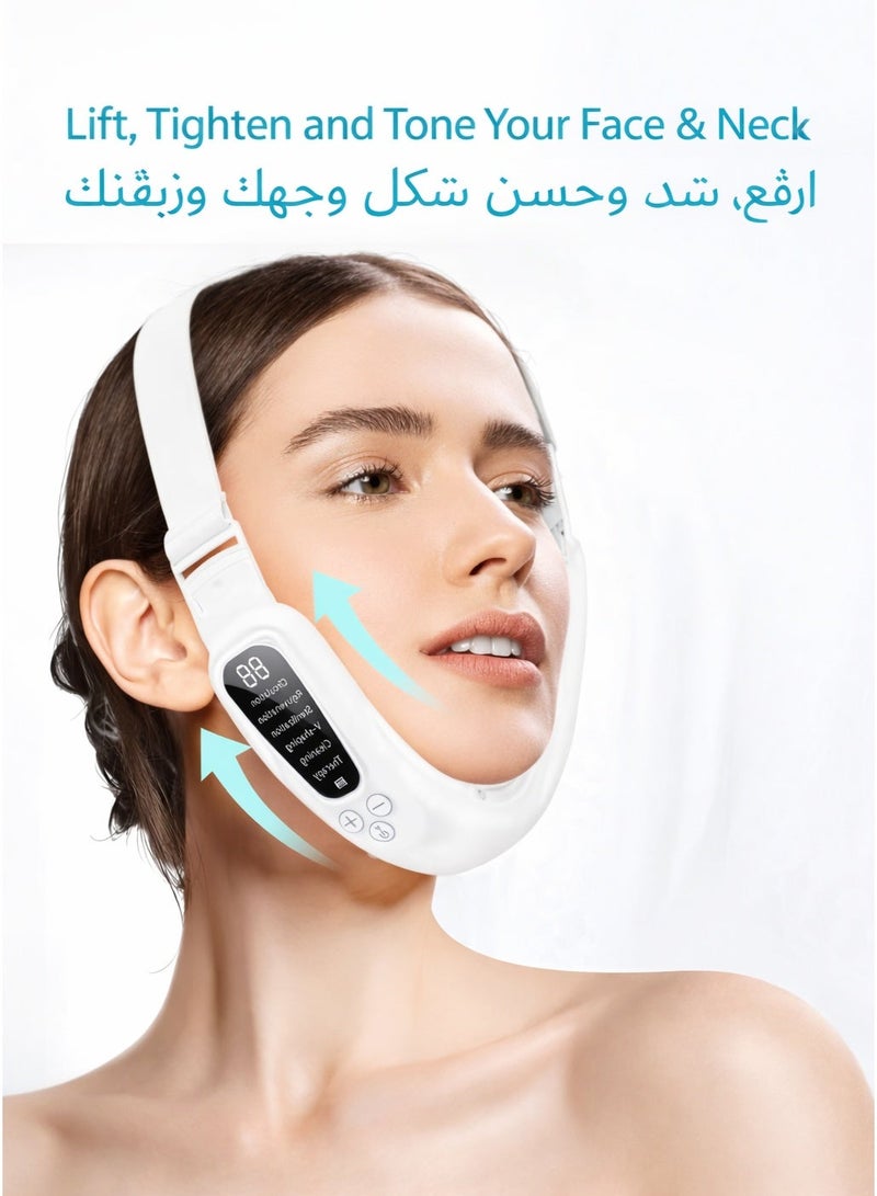 Electric V-Shape Face Massager EMS Microcurrent Vibration Lift Firming Device, Double Chin Reducer Slimming Machine V Face Massager with 6 Modes & 15 Levels - Image 1