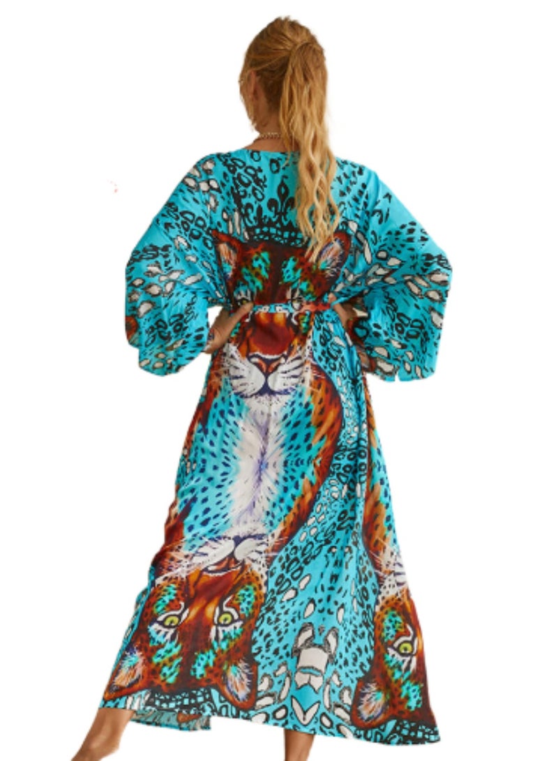 Womenloose Flowy dress robe Open Front Maxi Dress Loose Beach Coverups Swimsuit Cover Up
