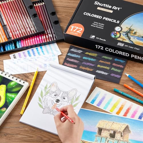Shuttle Art 172 Colored Pencils for Adult Coloring Books Soft Core Color Pencil Set for Artist Drawing Sketching Crafting - Image 3