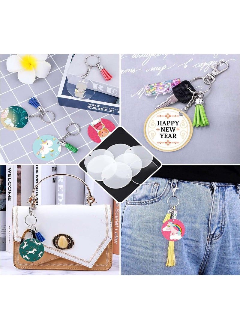 DIY Crafts DIY Crafts 22 Pcs, Antique Gold, Acrylic Keychain Blank Tassel Set Including Acrylic Circle Disc Ornament Blanks Key Rings with Chain Jump Rings Keychain Tassels S (22 Pcs, Antique Gold)  - Image 2
