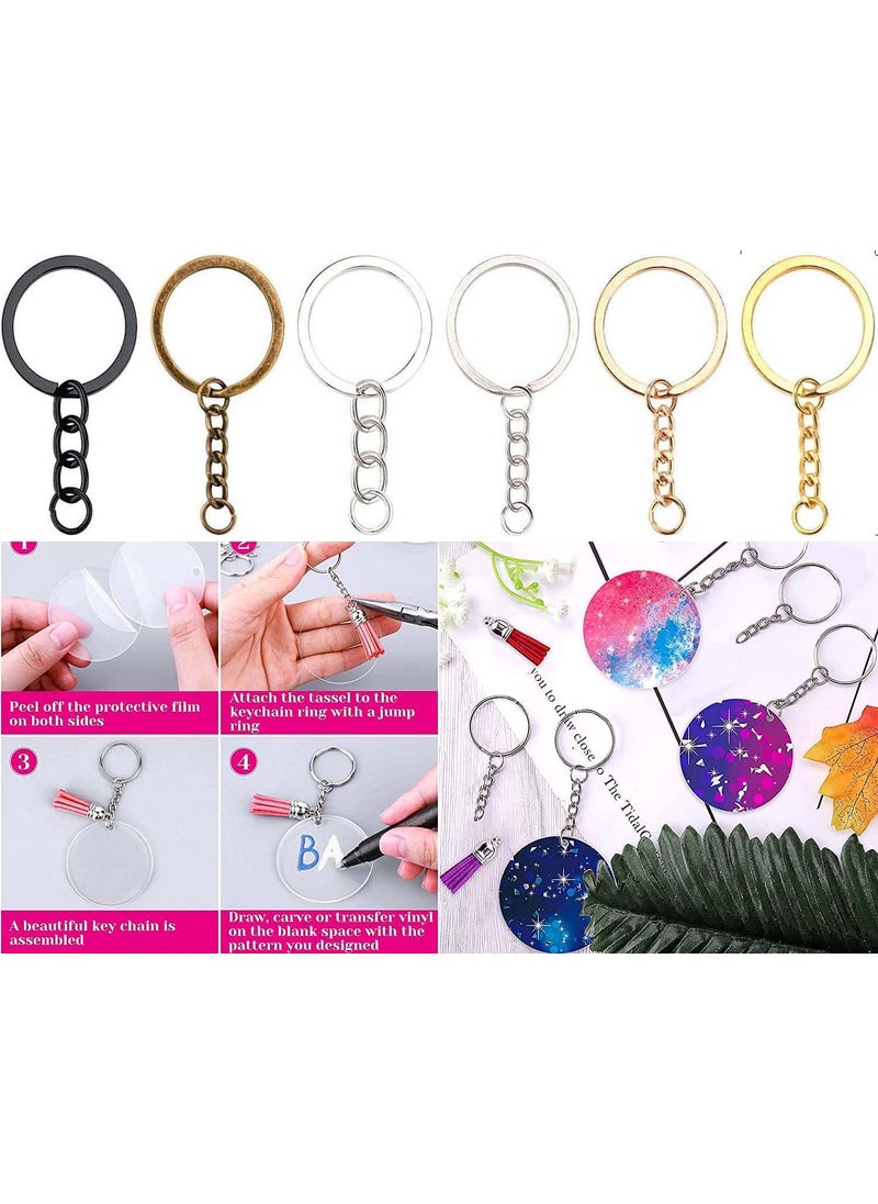 DIY Crafts DIY Crafts 22 Pcs, Antique Gold, Acrylic Keychain Blank Tassel Set Including Acrylic Circle Disc Ornament Blanks Key Rings with Chain Jump Rings Keychain Tassels S (22 Pcs, Antique Gold)  - Image 3