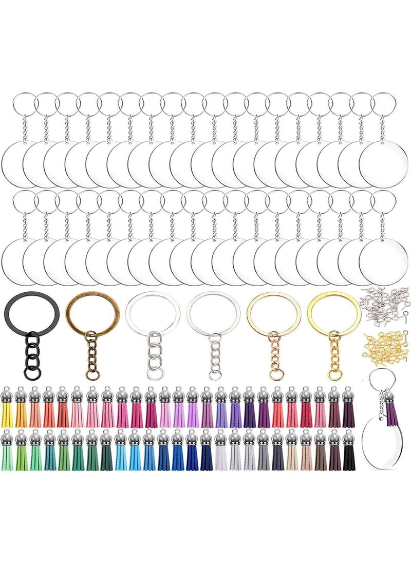 DIY Crafts DIY Crafts 22 Pcs, Antique Gold, Acrylic Keychain Blank Tassel Set Including Acrylic Circle Disc Ornament Blanks Key Rings with Chain Jump Rings Keychain Tassels S (22 Pcs, Antique Gold)  - Image 1