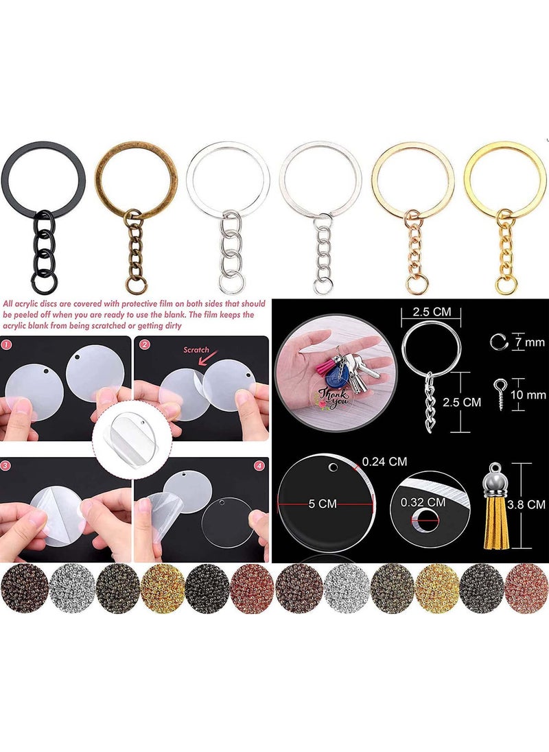 DIY Crafts DIY Crafts 22 Pcs, Antique Gold, Acrylic Keychain Blank Tassel Set Including Acrylic Circle Disc Ornament Blanks Key Rings with Chain Jump Rings Keychain Tassels S (22 Pcs, Antique Gold)  - Image 5