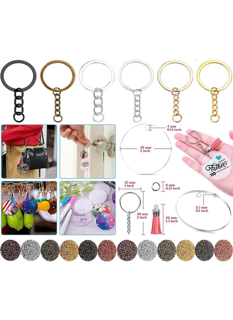 DIY Crafts DIY Crafts 22 Pcs, Antique Gold, Acrylic Keychain Blank Tassel Set Including Acrylic Circle Disc Ornament Blanks Key Rings with Chain Jump Rings Keychain Tassels S (22 Pcs, Antique Gold)  - Image 4