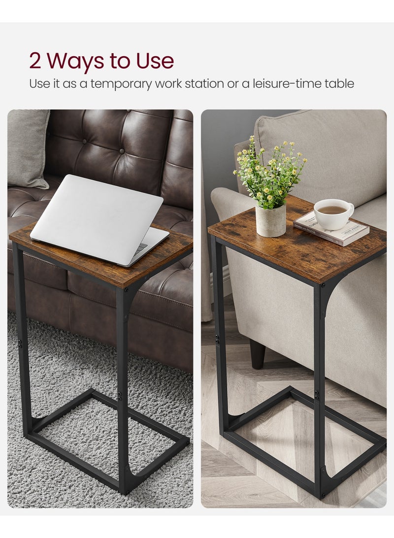 VASAGLE C-Shaped End Table, Side Table for Sofa, Couch Table with Metal Frame, Small TV Tray Table for Living Room, Bedroom, Rustic Brown and Black - Image 4
