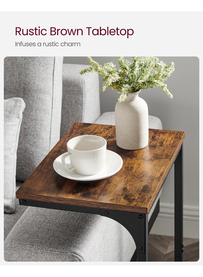 VASAGLE C-Shaped End Table, Side Table for Sofa, Couch Table with Metal Frame, Small TV Tray Table for Living Room, Bedroom, Rustic Brown and Black - Image 5