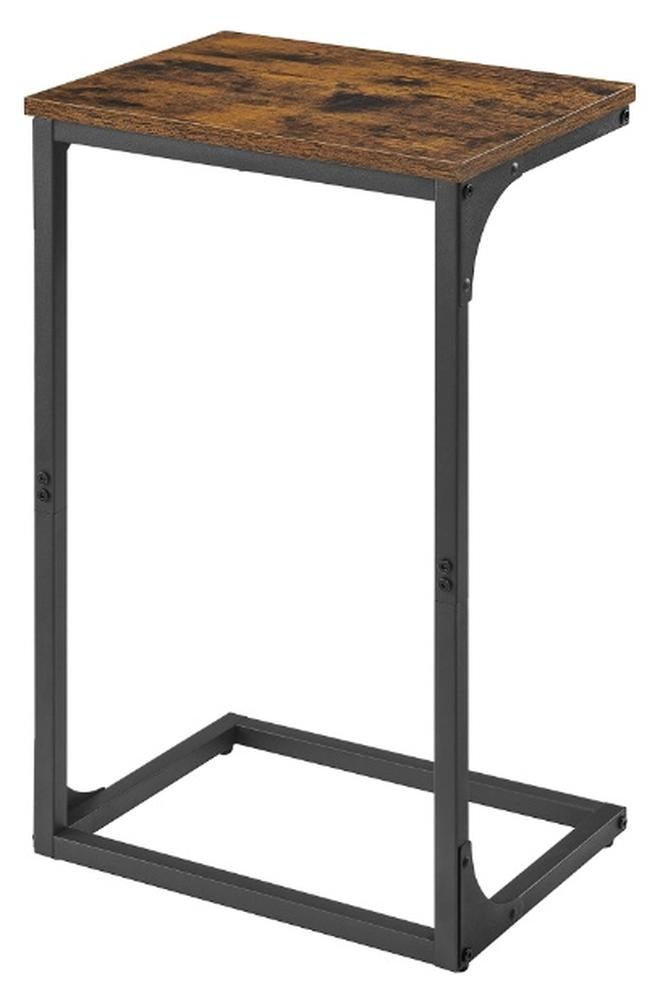 VASAGLE C-Shaped End Table, Side Table for Sofa, Couch Table with Metal Frame, Small TV Tray Table for Living Room, Bedroom, Rustic Brown and Black - Image 1