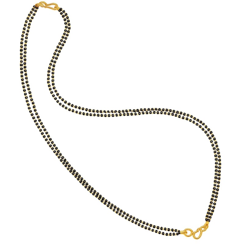 Kailash Creation 22 K Gold Plated Gold Plated Mangalsutra Chain for women stylish – 18 Inch and 24 inches Black Beads Without Pendant For Women Brass Mangalsutra with lobster lock and S-Hook Clasp - Image 1