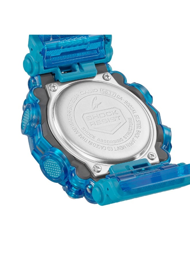 كاسيو ساعة كاسيو G-SHOCK GA-900SKL-2ADR للرجال بعرض تناظري ورقمي، مقاومة للصدمات، مقاومة للماء حتى 200 متر، سوار ريزن شفاف باللون الأزرق - Image 5