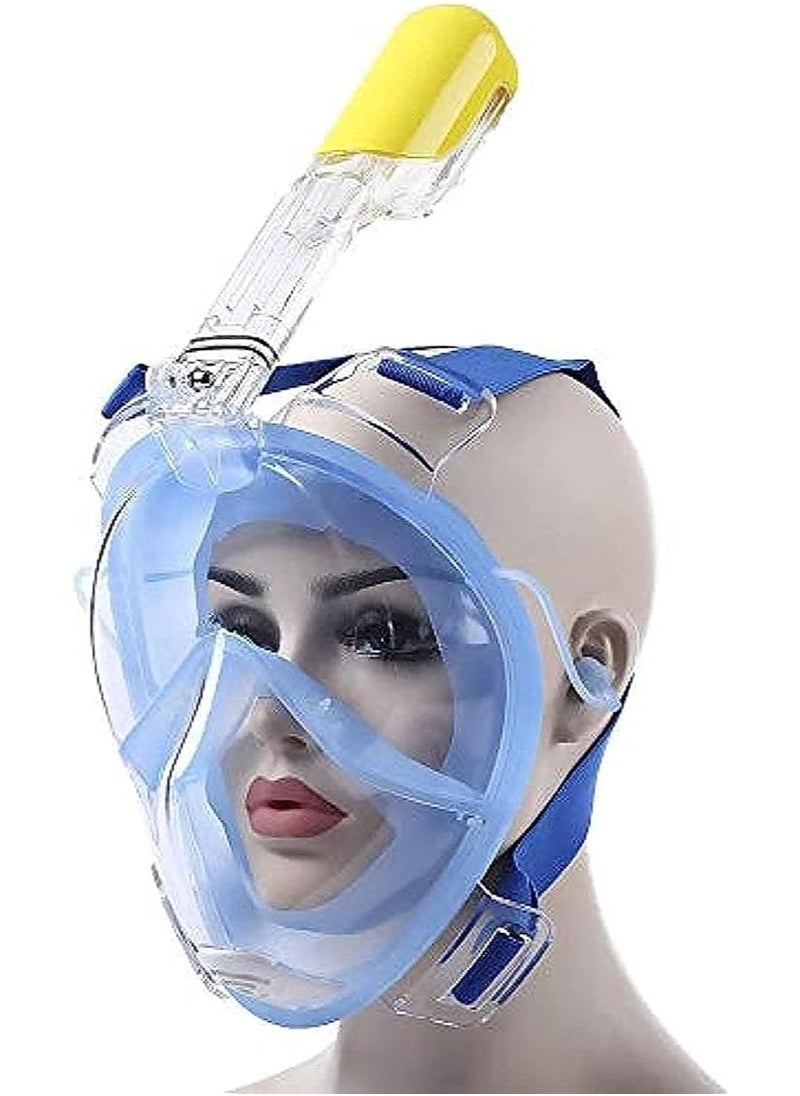 Generic Anti fog detachable dry snorkeling full face mask set scuba diving mask, size l, blue