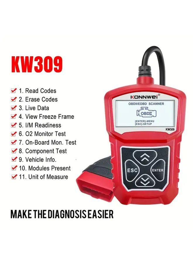 ماسح OBD2 الأحمر أداة تشخيصية مراقب بيانات مباشر إطار تجميد محو رموز إصلاح السيارات - Image 1
