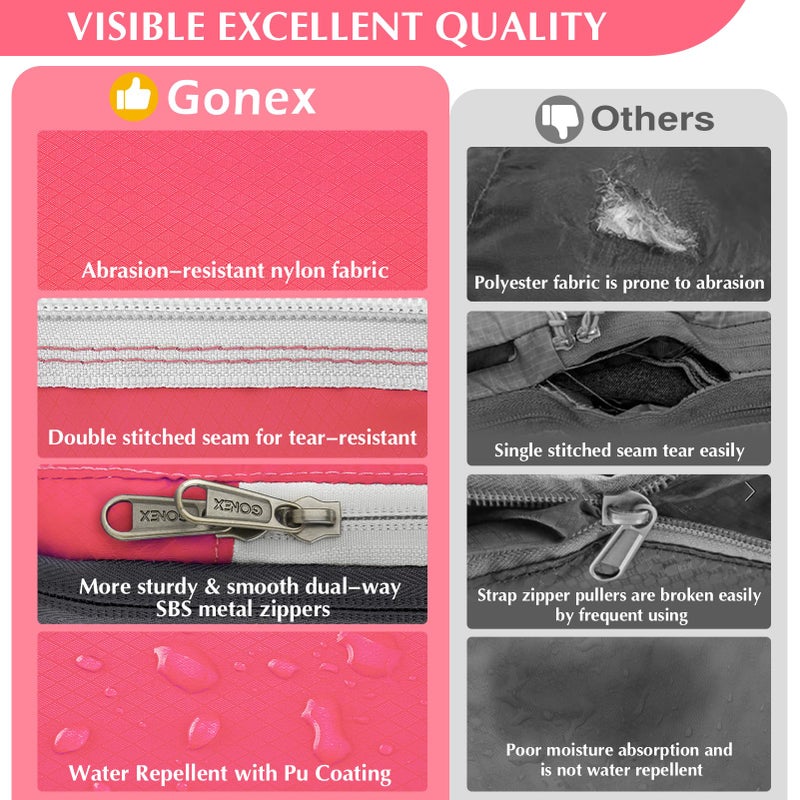 Gonex Compression Packing Cubes, 4pcs Expandable Storage Travel Luggage Bags Organizers (4 PCS Bright Pink) - Image 2