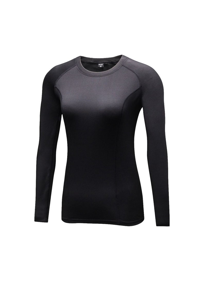 Loquat Women Quick Dry Breathable Elastic Long Sleeve Shirt Black  - Image 1