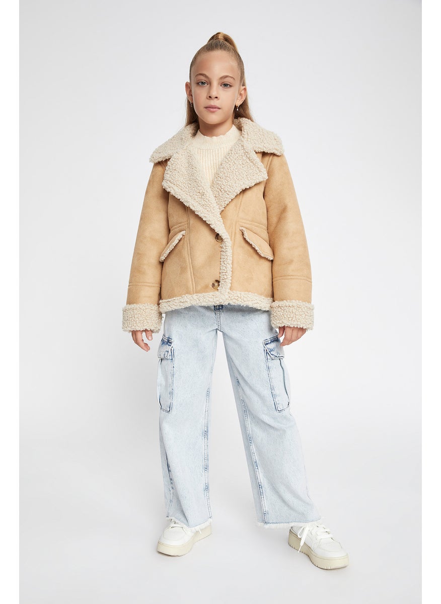 DeFacto Girl Plush Lined Faux Leather Jacket  - Image 4