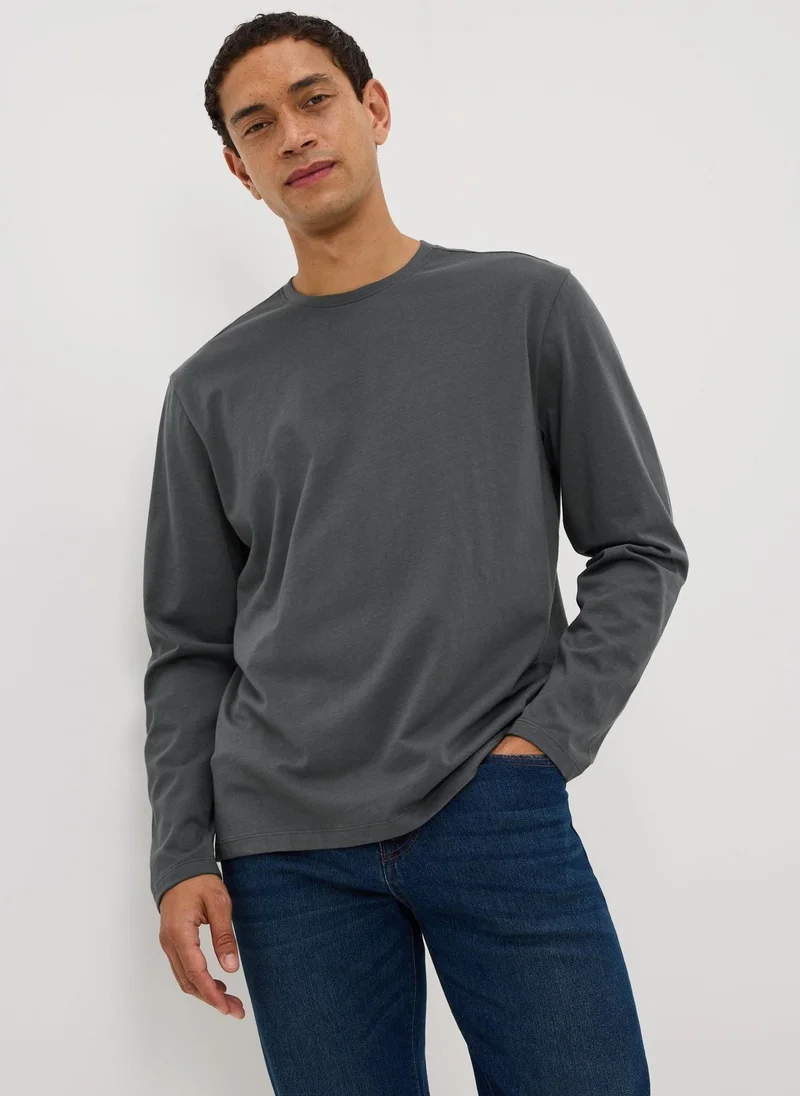 ماتلان Charcoal Basic Crew Neck T-Shirt