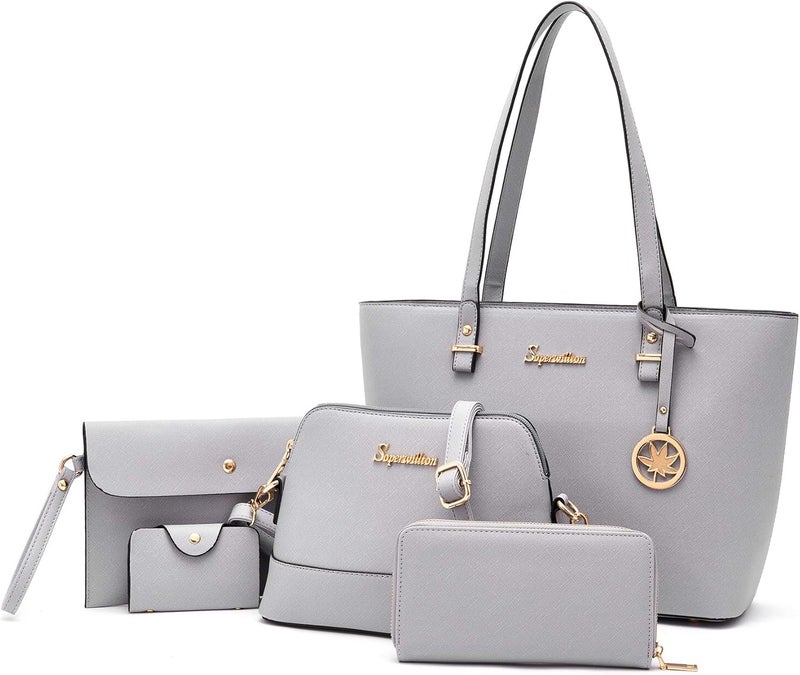 Soperwillton Handbags and Purses for Women Shoulder Tote Bags Top Handle Satchel Purse Set 5pcs - Image 1