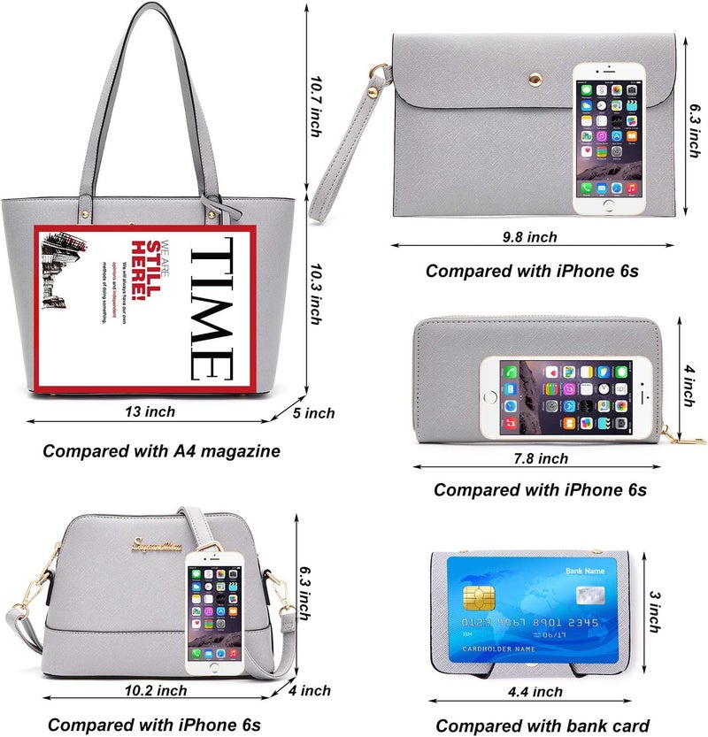 Soperwillton Handbags and Purses for Women Shoulder Tote Bags Top Handle Satchel Purse Set 5pcs - Image 4