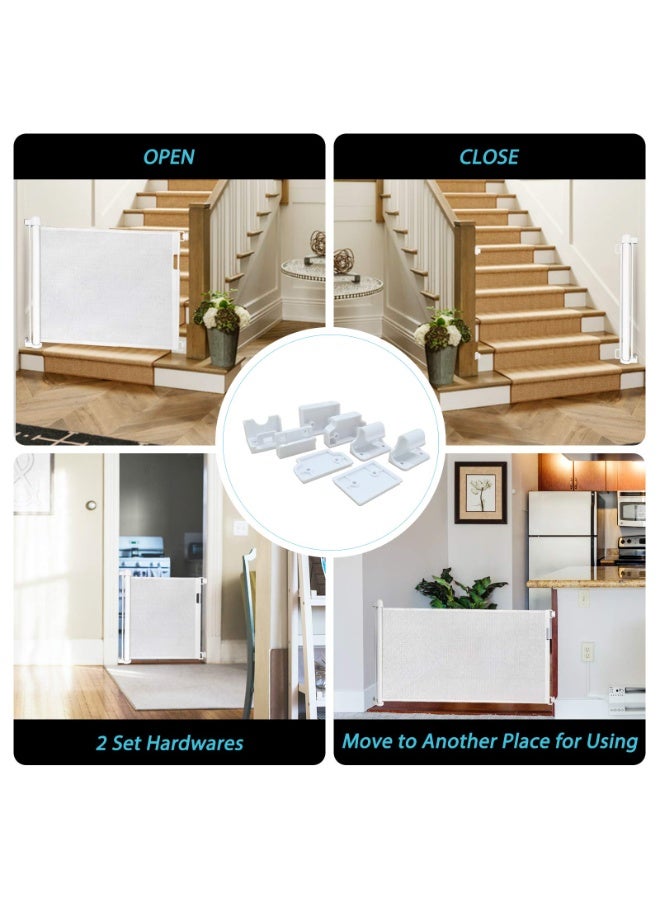 بوابات أطفال قابلة للسحب، بوابة شبكية للكلاب للمنزل، مستلزمات الأطفال الأساسية تمتد حتى عرض 55 بوصة، بوابة للحيوانات الأليفة بعرض 33 بوصة، بوابات أمان طويلة للأطفال للسلالم والأبواب والممرات، للاستخدام الداخلي/الخارجي (أبيض) - Image 4