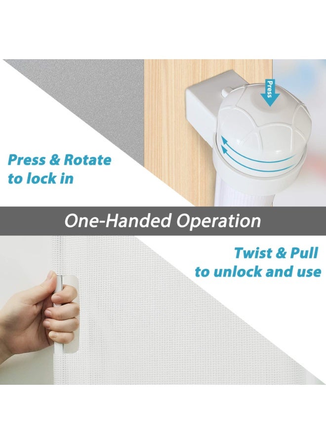 بوابات أطفال قابلة للسحب، بوابة شبكية للكلاب للمنزل، مستلزمات الأطفال الأساسية تمتد حتى عرض 55 بوصة، بوابة للحيوانات الأليفة بعرض 33 بوصة، بوابات أمان طويلة للأطفال للسلالم والأبواب والممرات، للاستخدام الداخلي/الخارجي (أبيض) - Image 5