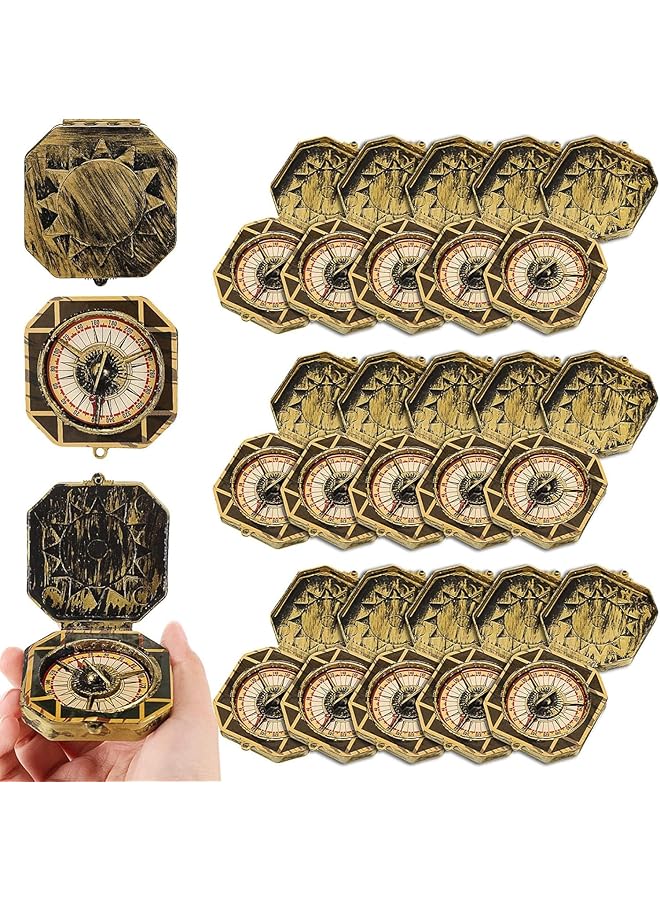 Excefore 24 Pieces Pirate Compass Pirate Party Supplies Bulk Plastic Pirate Compass for Kids Antique Captain Compass Props Toy for Nautical Pirate Theme Cosplay Party Favor Decor 2.4 Inch - Image 1