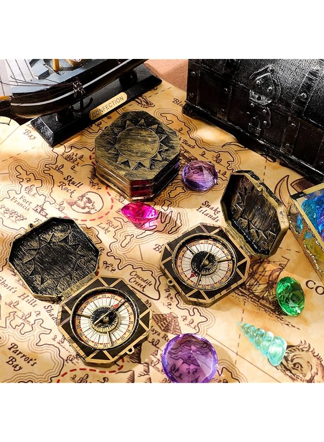 Excefore 24 Pieces Pirate Compass Pirate Party Supplies Bulk Plastic Pirate Compass for Kids Antique Captain Compass Props Toy for Nautical Pirate Theme Cosplay Party Favor Decor 2.4 Inch - Image 2