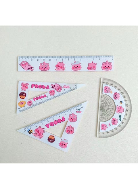 Kapibala ruler for students suit 15cm set of four-piece stationery triangle ruler protractor multifunctional loopy ruler