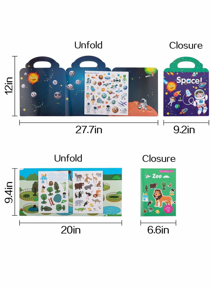 KASTWAVE 5 Sets Reusable Sticker Books for Kids Cute Static Adhesive Stickers Book for Toddlers Age 2 3 4 Educational Toys Learning Books Birthday Gifts  - Image 3