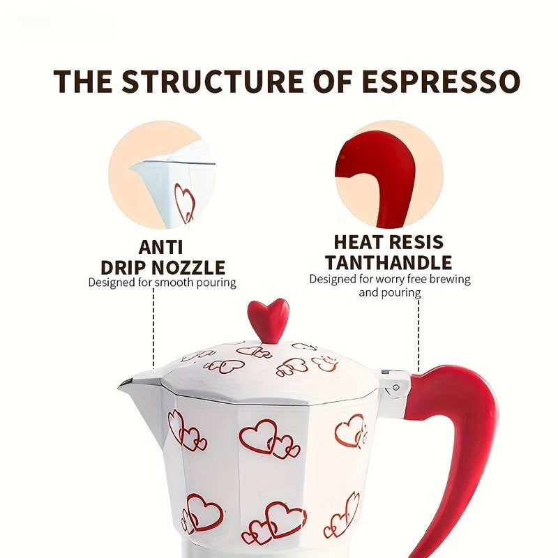 Italian Stovetop Moka Pot Espresso Maker Three Cup Burn Proof Manual Coffee Brewer - Image 4