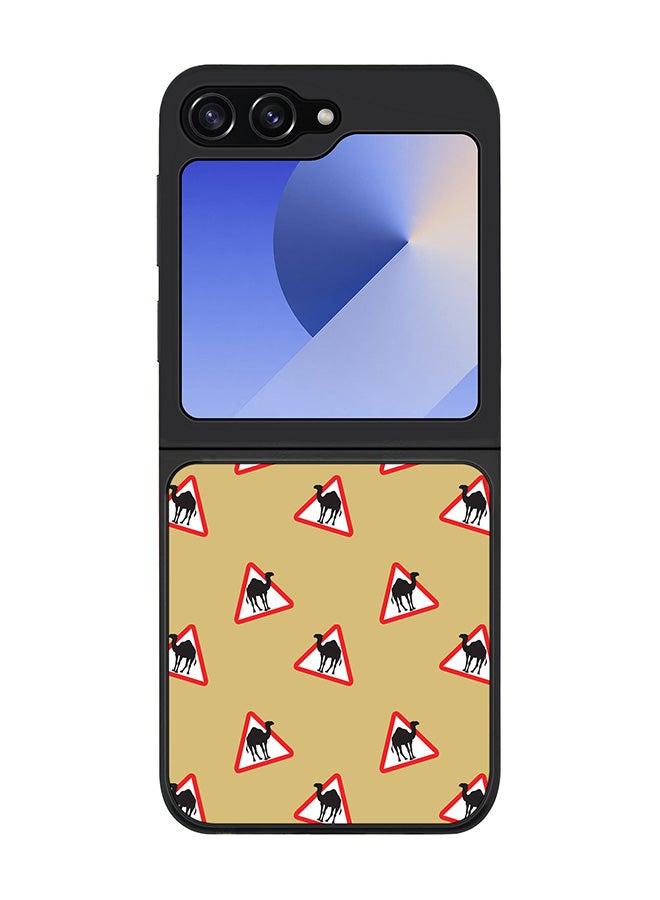 Stylizedd Rugged Black edge case for Samsung Galaxy Z Flip7 FE, Slim fit Soft Case Flexible Rubber Edges Anti Drop TPU Gel Thin Cover -  Camel Signs - Image 1