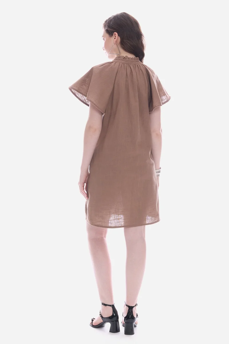 Virgio  Solid Cotton Butterfly Sleeve Mini for Women for Women | Best Price UAE