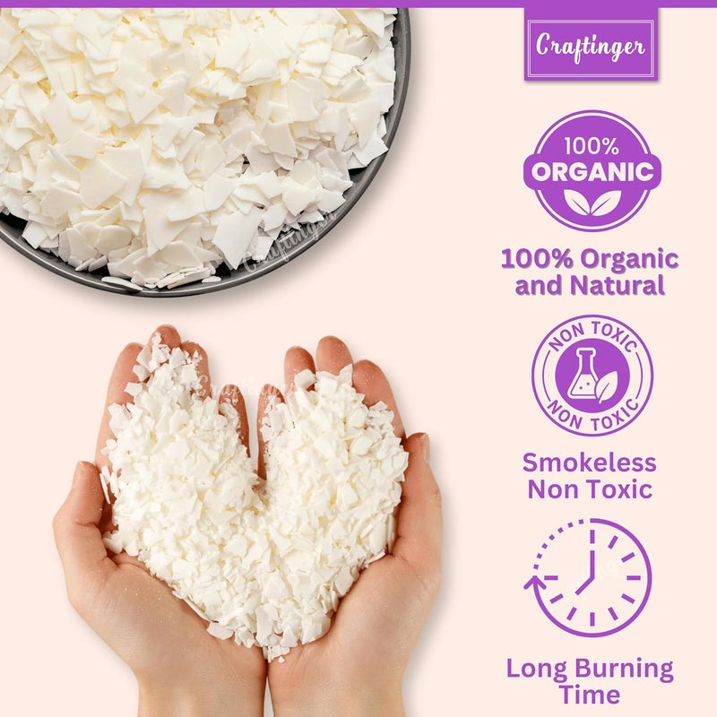Craftinger 1 kg Soy Wax Flakes for Candle Making 100 Natural Soy Wax EcoFriendly CleanBurning and Easy to Use 1000 Grams - Image 2