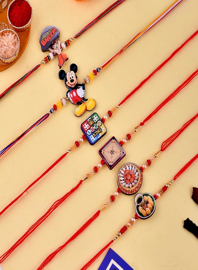 Pride Store Kids Rakhi Pack of Cartoon Character Rakhis with Roli Chawal, Rakhi for Bro, Little Bro Bhai, kid , Chota Bhai Bhaiya, Brother, Girls Boys Childrans Rakhi set Younger brother (Kids Rakhi Set P16) - Image 2