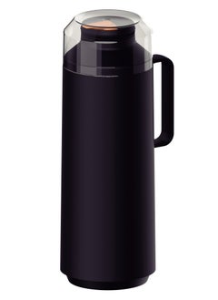 Since 1911,Made in Brazil- Exata Black Plastic Thermal Flask with 1 Liter Glass Liner and Plastic Lid