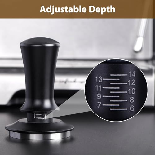 Attsky 53mm Espresso Tamper, Coffee Tamper for Espresso Machine, Espresso Tamp with Spring Loaded Tamper, Depth-adjustable Espresso Hand Tampers 53mm - Image 4