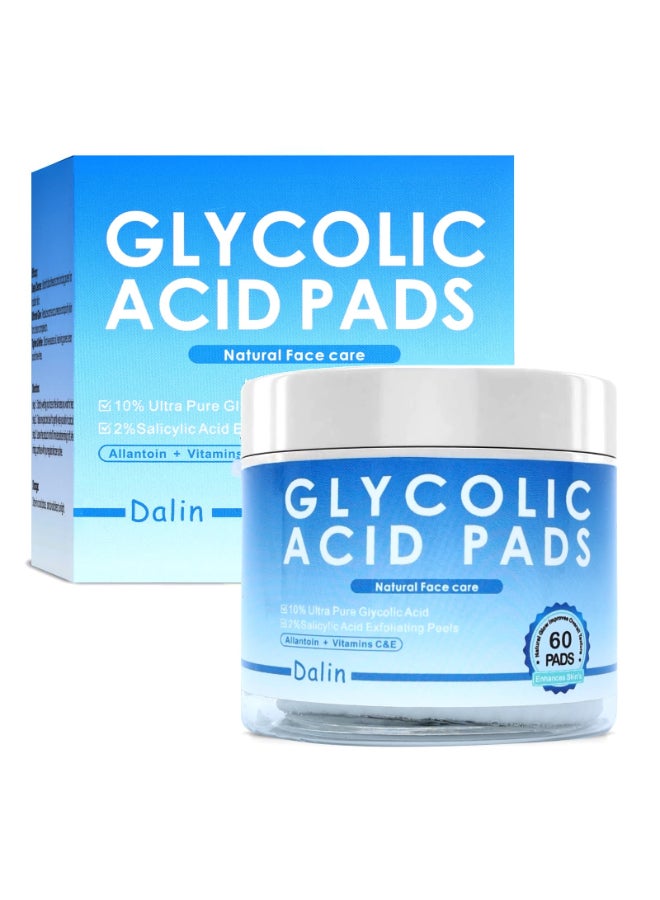 DALIN Glycolic Acid Pads 10 Ultra Pure Glycolic Acid 2 Salicylic Acid Exfoliating Peel Pads for Face Effective Chemical Peel Keeps Skin Smooth and Prevents Wrinkles and Lines 60 Pads - Image 2