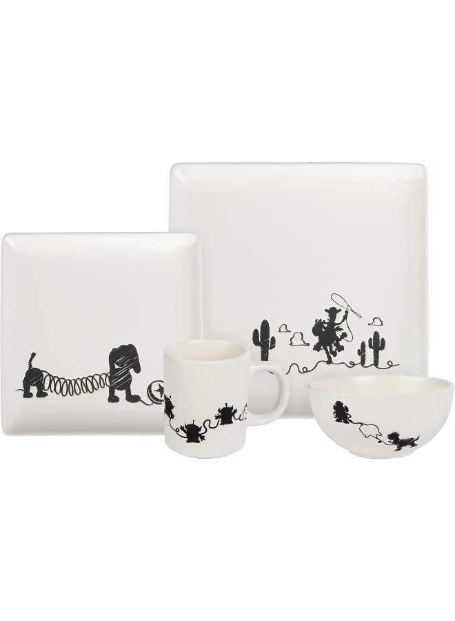 Toy Story 4-Piece Ceramic Dinnerware Set With Scribble Design - Image 2