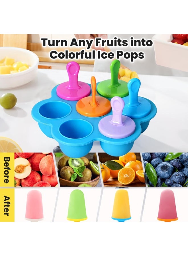 TAPIT Mini Silicone Popsicle Mold 7-cavity DIY Ice Pop Mold with Colorful Plastic Sticks Popsicle Makers for Egg Bites Lollipop and Ice Cream Mould Baby Food Storage Container Non-Stick Ice Cube Trays - Image 5