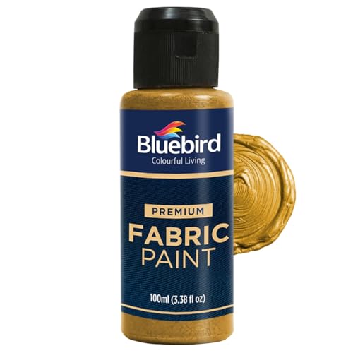 BLUEBIRD Fabric Paint, Royal Gold, 3.4 Fl Oz – Permanent Fabric Paint for Clothes, Costumes, DIY Crafts & Furniture Upholstery - Image 1