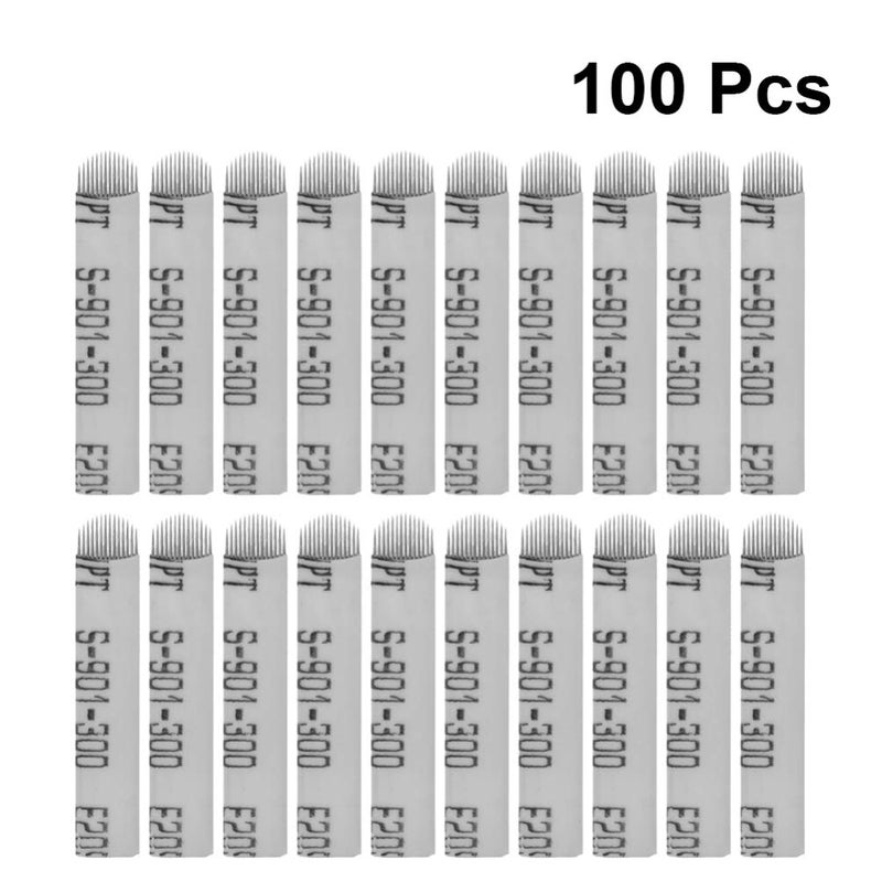 comfrt 100pcs Microblading Needles 14 Pins Permanent Makeup Eyebrows Tattoo Needles Blades - Image 3
