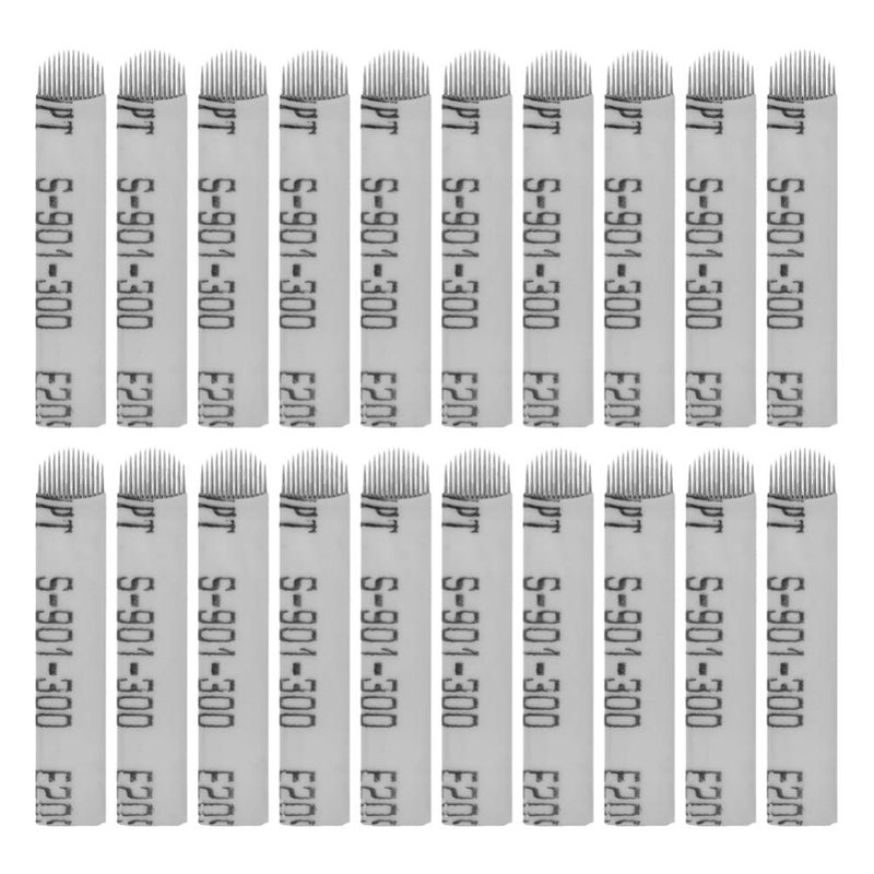 comfrt 100pcs Microblading Needles 14 Pins Permanent Makeup Eyebrows Tattoo Needles Blades - Image 1