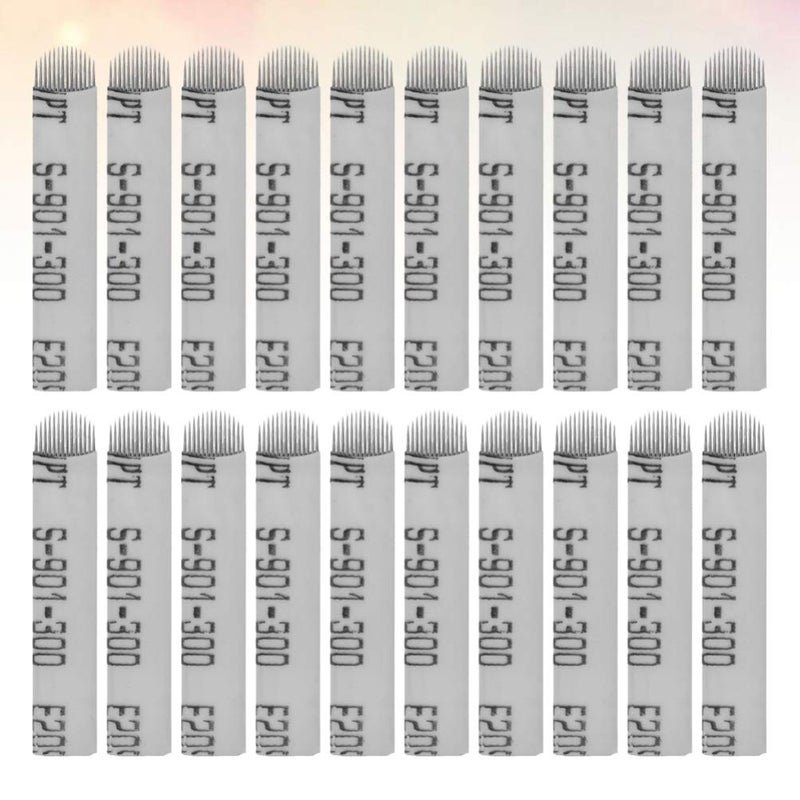 comfrt 100pcs Microblading Needles 14 Pins Permanent Makeup Eyebrows Tattoo Needles Blades - Image 2