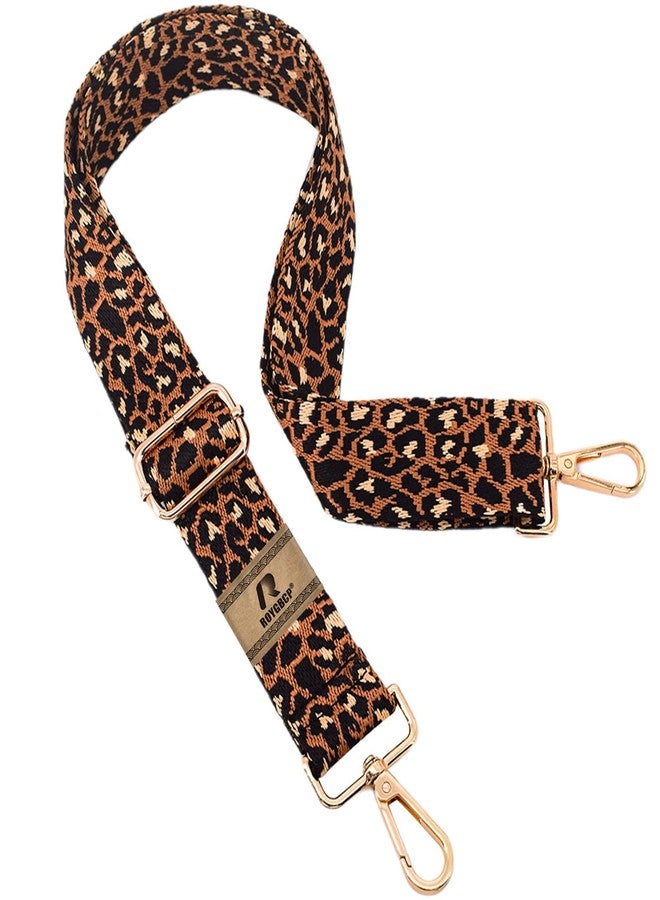 ROYGBCP Replacement Purse Strap Shoulder Strap Adjustable Crossbody Strap for Women Crossbody Wide Shoulder Bag, Brown Leopard Print-gold Hardware, 28-51 inches - Image 1