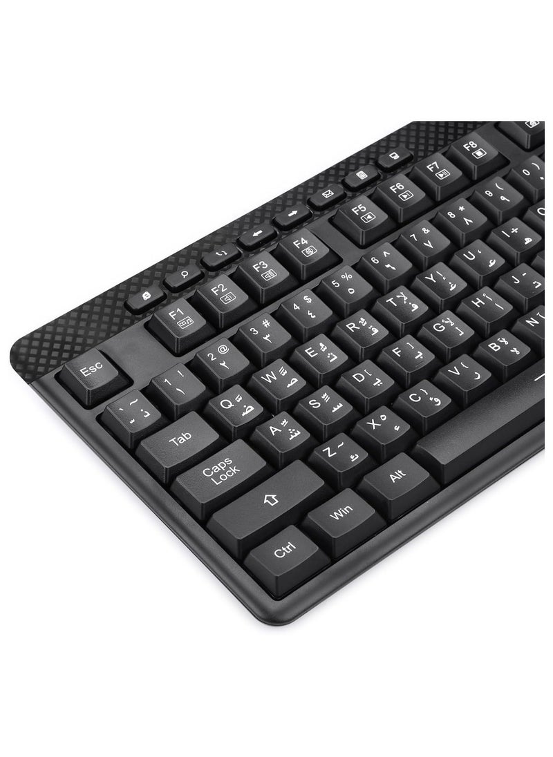 INFINIARC - Wired Keyboard and Mouse Combo, English/Arabic Keyboard, Computer Keyboard and Mouse for PC, Laptop, Desktop, 4 Adjustable DPI/112 Number Keypad - Image 1